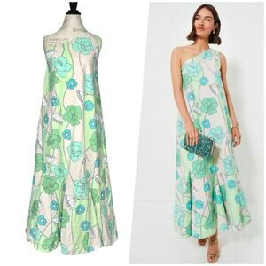 Hyacinth House | Women | Sabine Mint Floral Asymmetric Maxi Sheath Dress | Small
